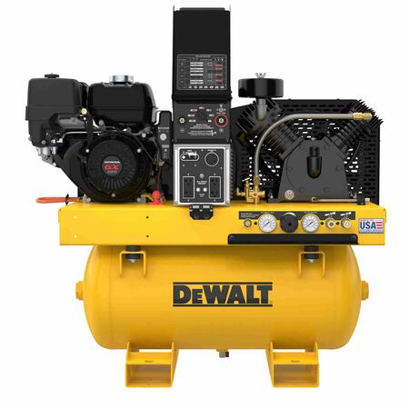 DEWALT 3-in-1 Two Stage Compressor 30G, 175PSI, 13.6SCFM at 100PSI, Gas, Generator 5,500W, Welder 200Amp DXCMCGW1330